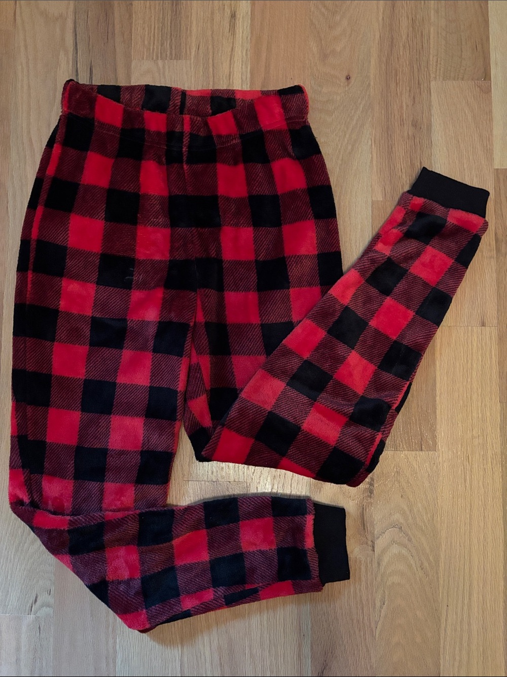Holiday Time Red and Black Plaid Fleece Joggers